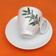 Set of 2 Guy Degrenne porcelain coffee cups with saucers