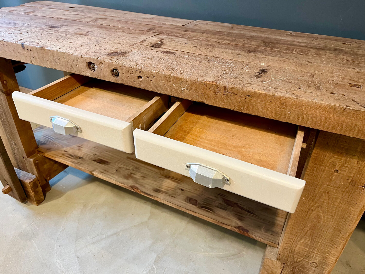 Old wooden workbench, renovated