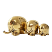 Suite of 3 vintage brass elephants 1970