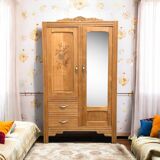 Parisian art deco hotel wardrobe in solid raw oak 1930