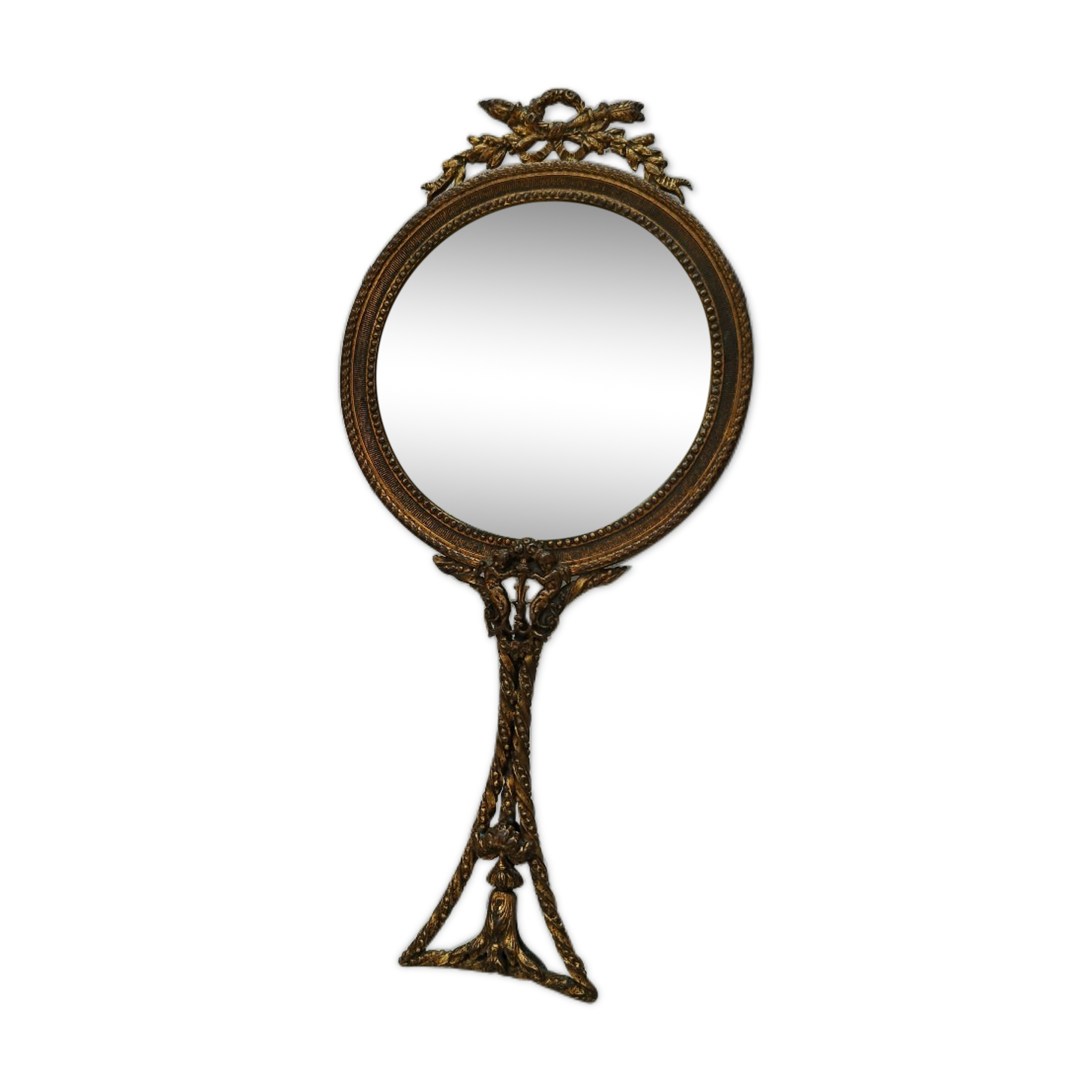 Mirror face to hand gilded bronze knot ribbon