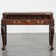 19th century English antique oak wall desk/writing table on wheels