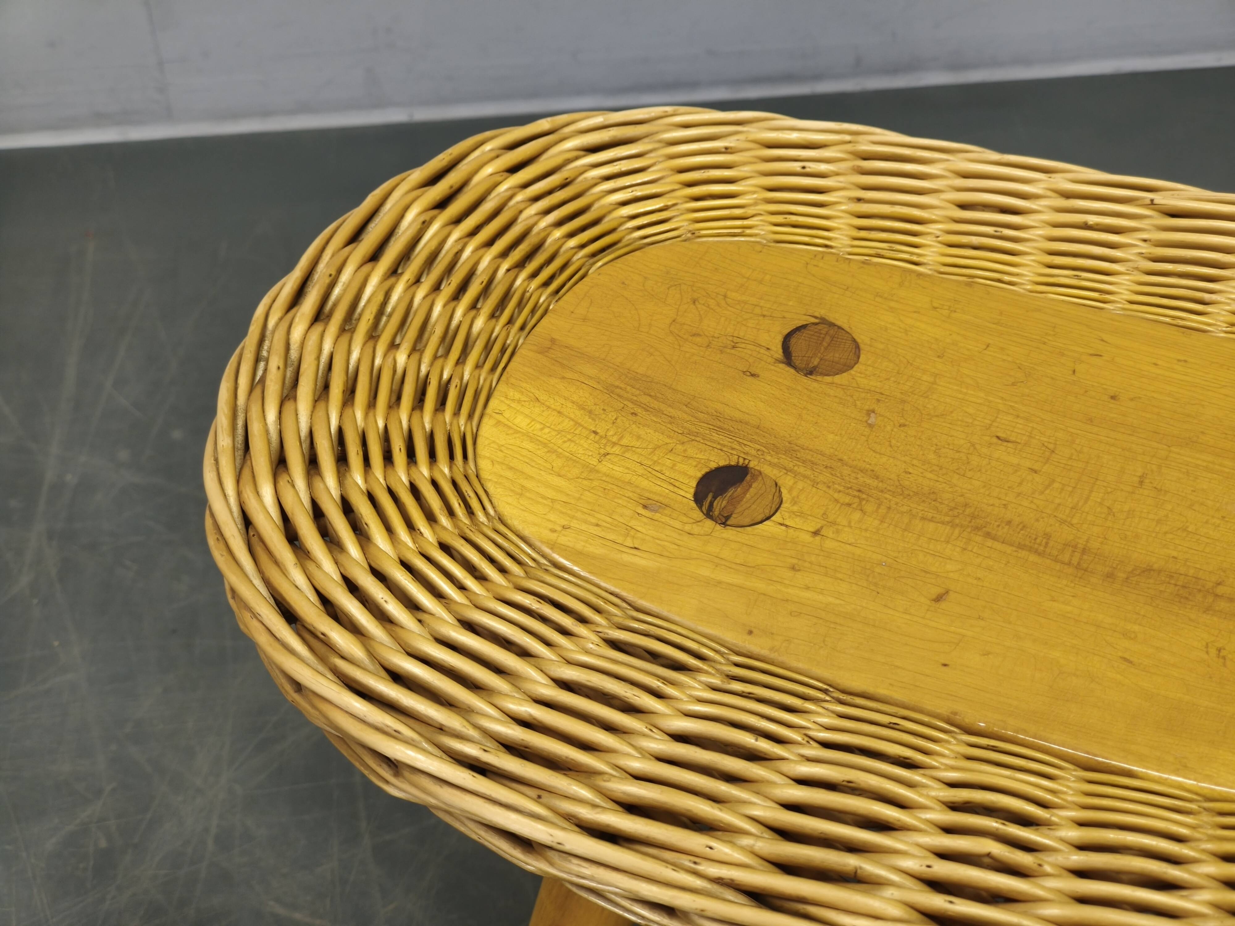 Pair of Rattan Side Tables by Jan Kalous for ULUV, 1970s
