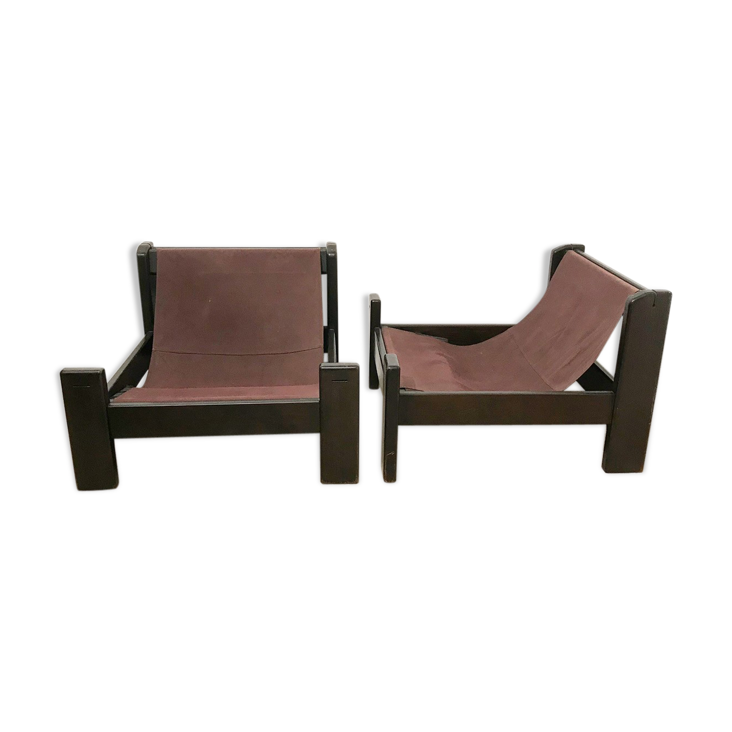 Pair of brutalist armchairs 1970