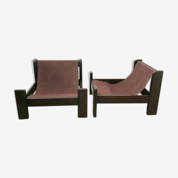 Pair of brutalist armchairs 1970