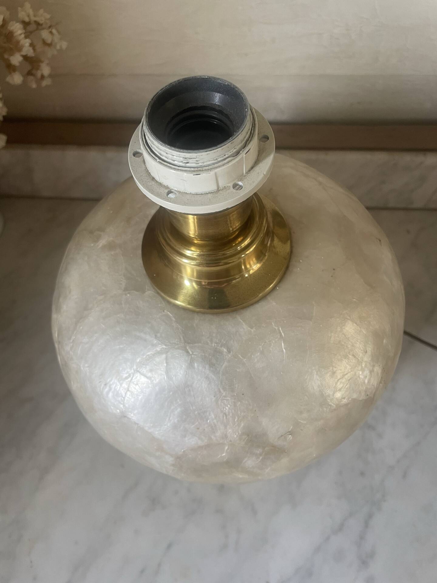 Capiz shell lamp and vintage brass