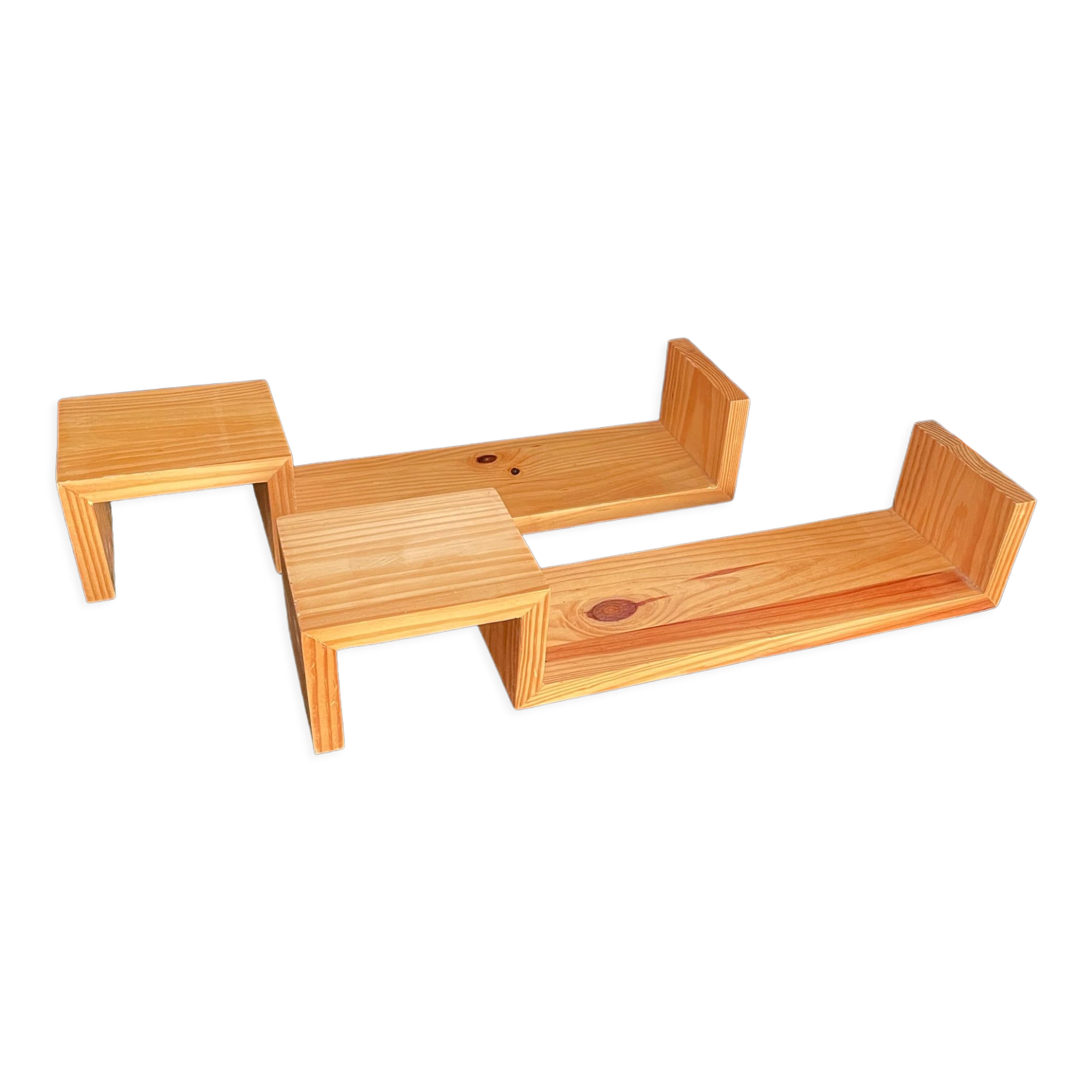 Pair wooden wall shelves 1970