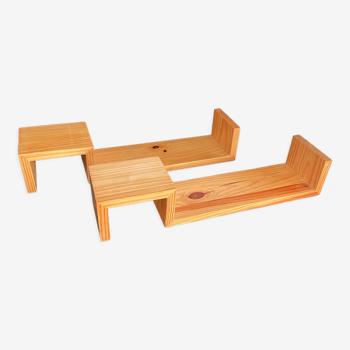 Pair wooden wall shelves 1970