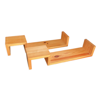 Pair wooden wall shelves 1970