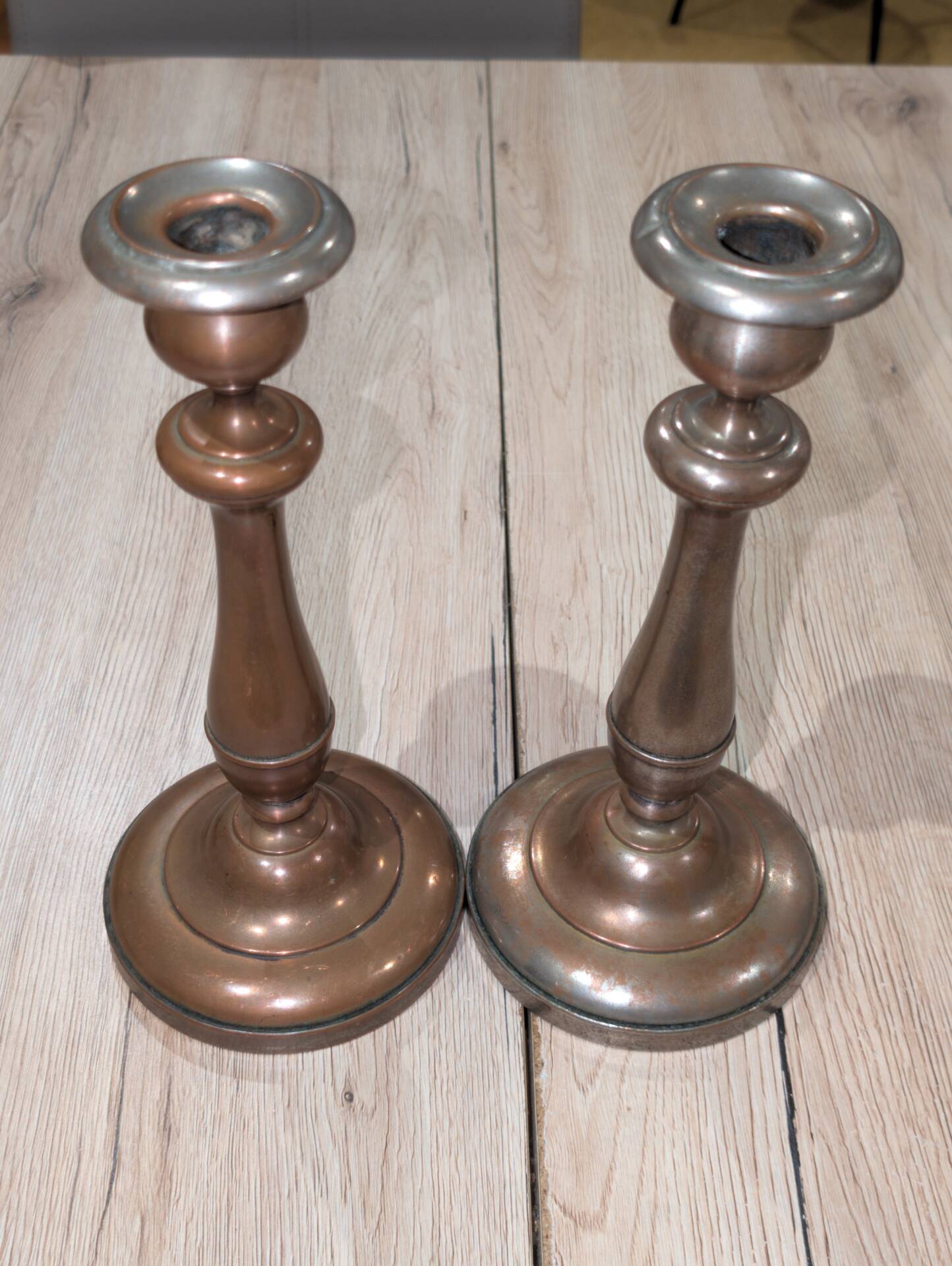 Antique Silver-Plated Metal Candlestick Vintage Torch 18th 19th Century