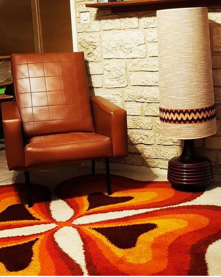 70s rug, Flower, in wool