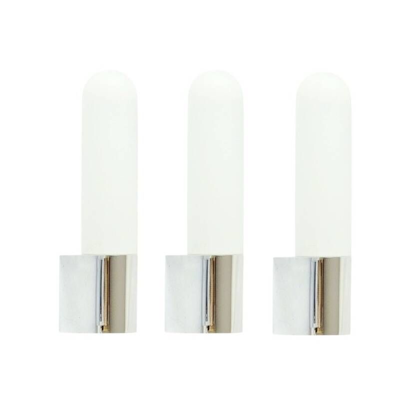 Set of 3 Mid Century Opaline Glass & Chrome Wall Lights from Limburg, 1970s