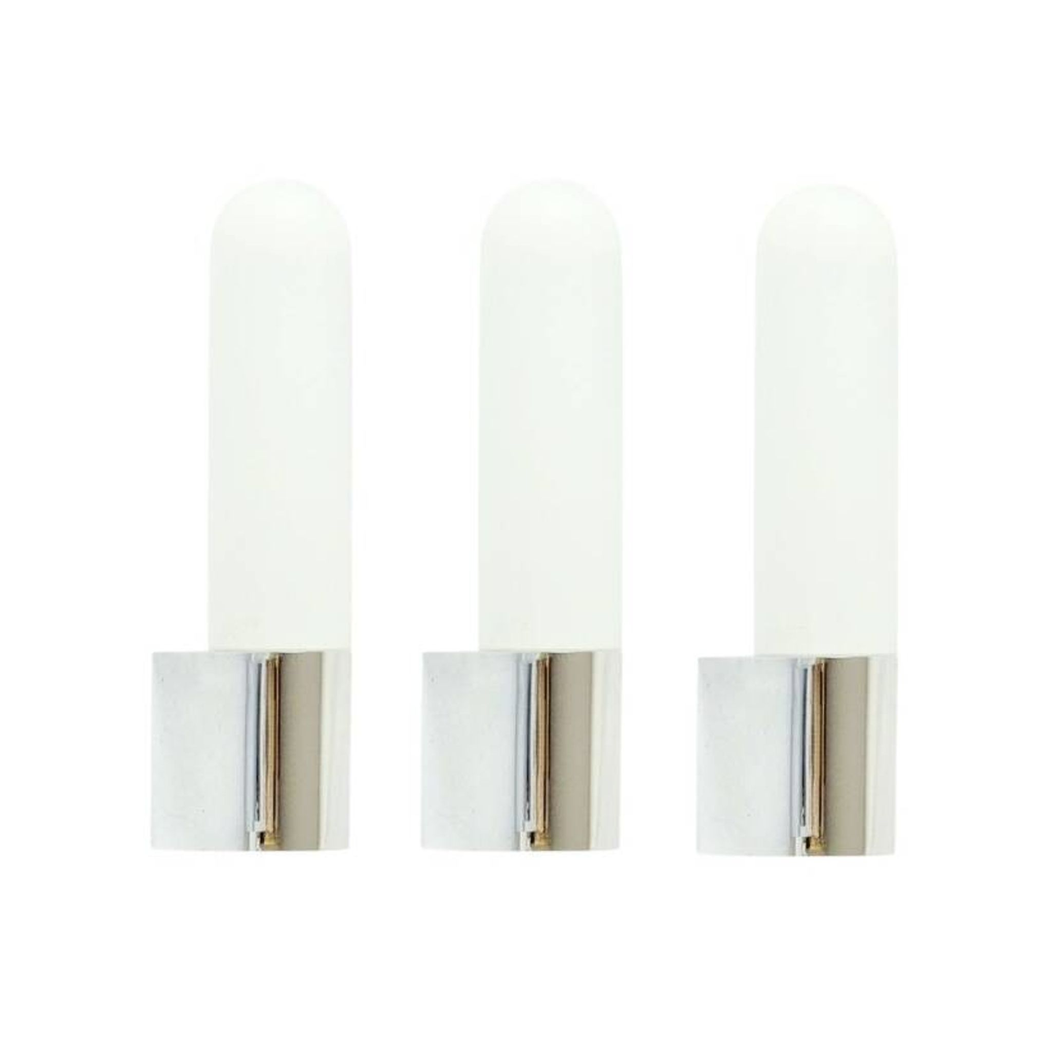 Set of 3 Mid Century Opaline Glass & Chrome Wall Lights from Limburg, 1970s