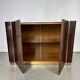 Dry bar in walnut and brass with a mirrored top, Italy 1970.