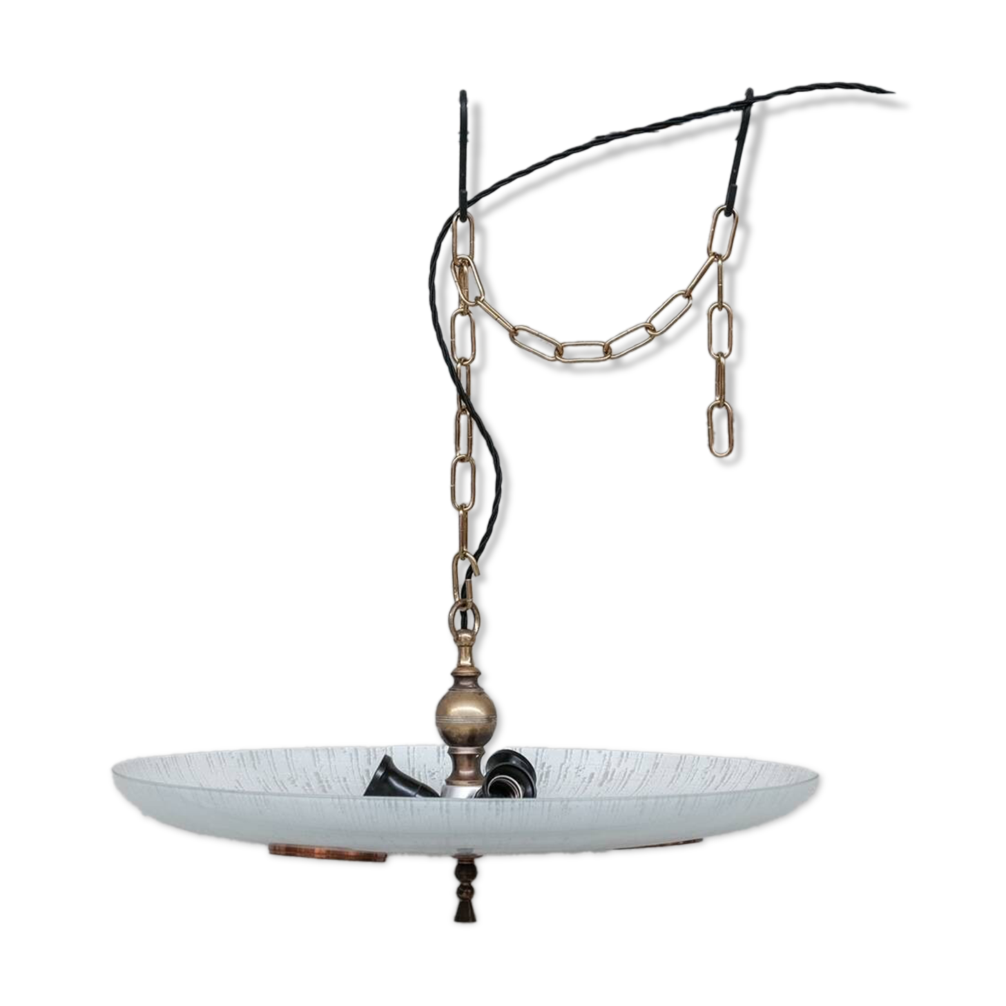 Unusual Saucer Style Mid-Century Pendant Light (2 available)