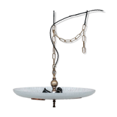 Lampe suspendue inhabituelle de style soucoupe du milieu du siècle (2 disponibles)