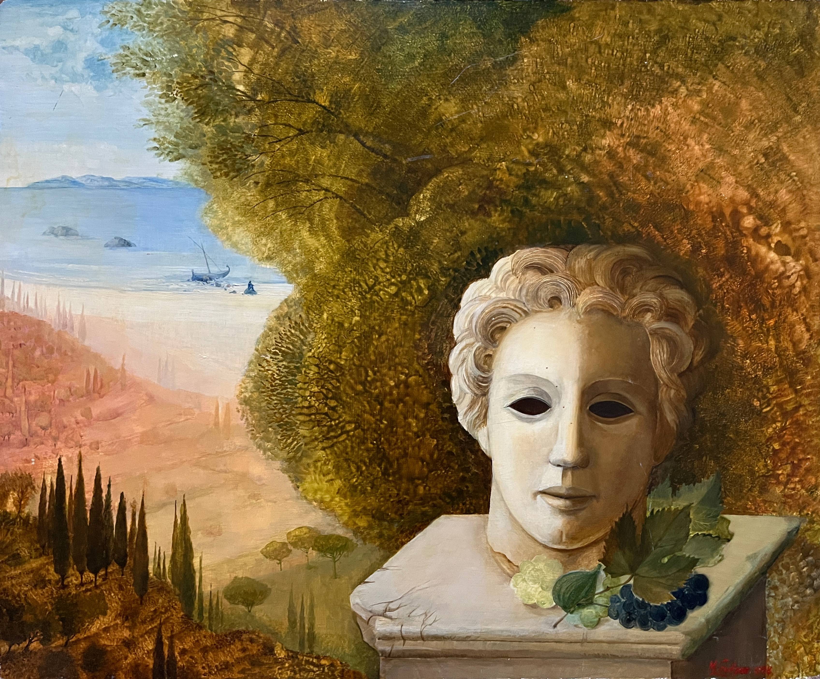 HSP Painting Allegorical Still Life Sculpture Pedestal Marine