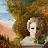 HSP Painting Allegorical Still Life Sculpture Pedestal Marine