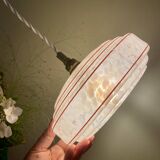 Vintage pink and red Clichy glass lampshade pendant light