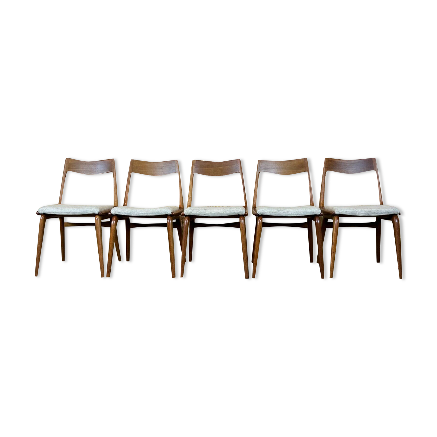 Set of 5 Boomerang chairs Alfred Christensen Slagelse Møbelværk teak 60s 70s