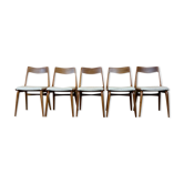 Lot de 5 chaises Boomerang Alfred Christensen Slagelse Møbelværk teck années 60 70