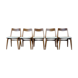 Set of 5 chairs Boomerang Alfred Christensen Slagelse Møbelværk teak 60s 70s