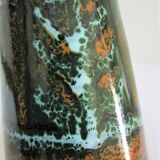 enamelled ceramic candle holder signed "S" plant decoration 70s