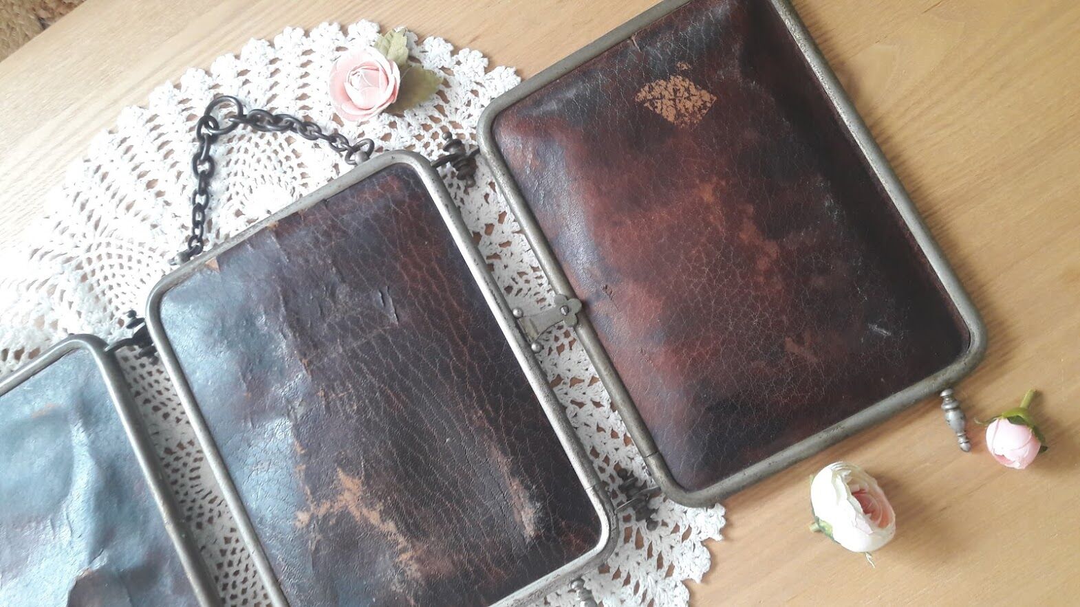 Vintage barber triptych mirror