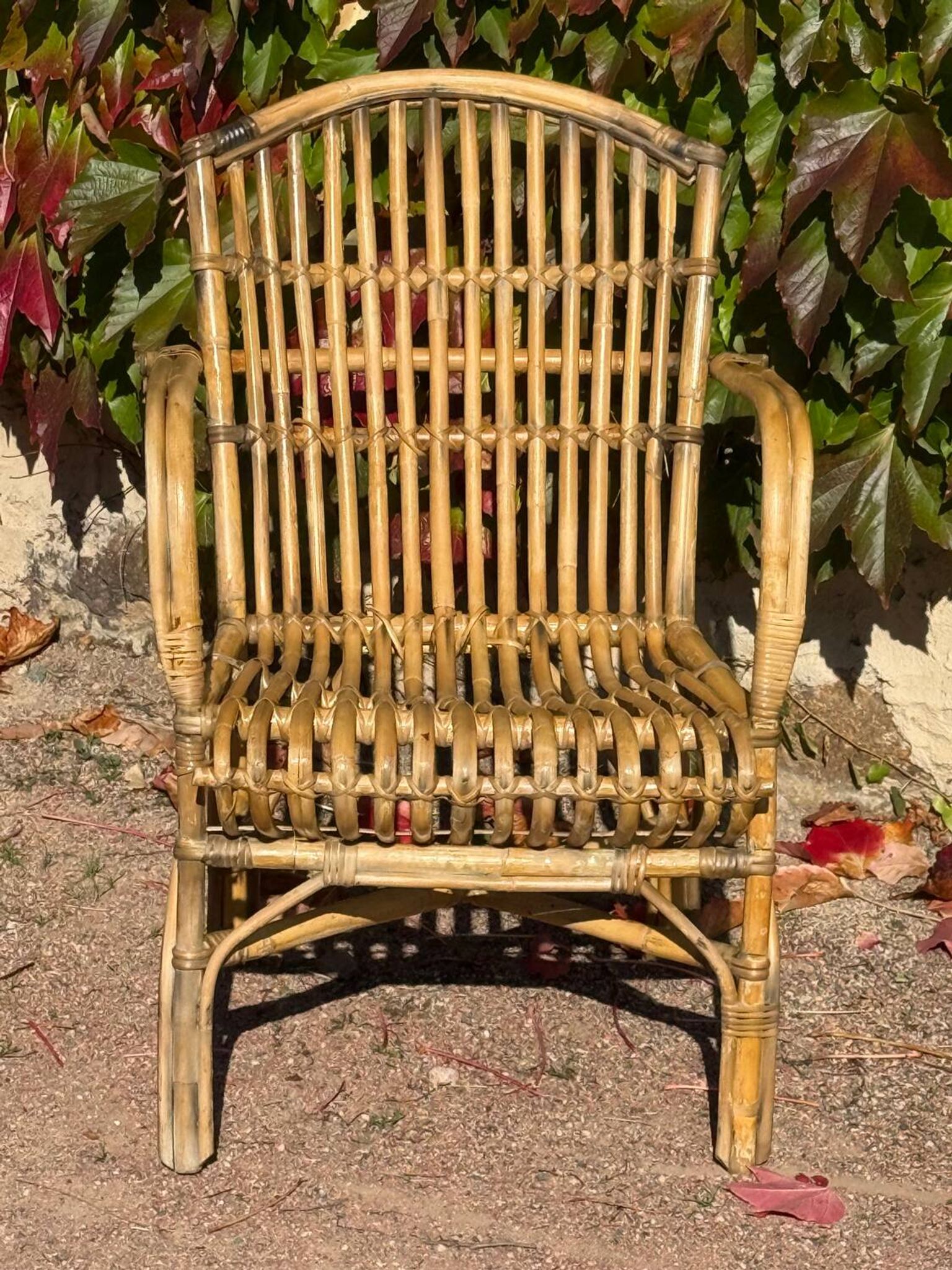 Set of 3 rattan armchairs from the 1970s France