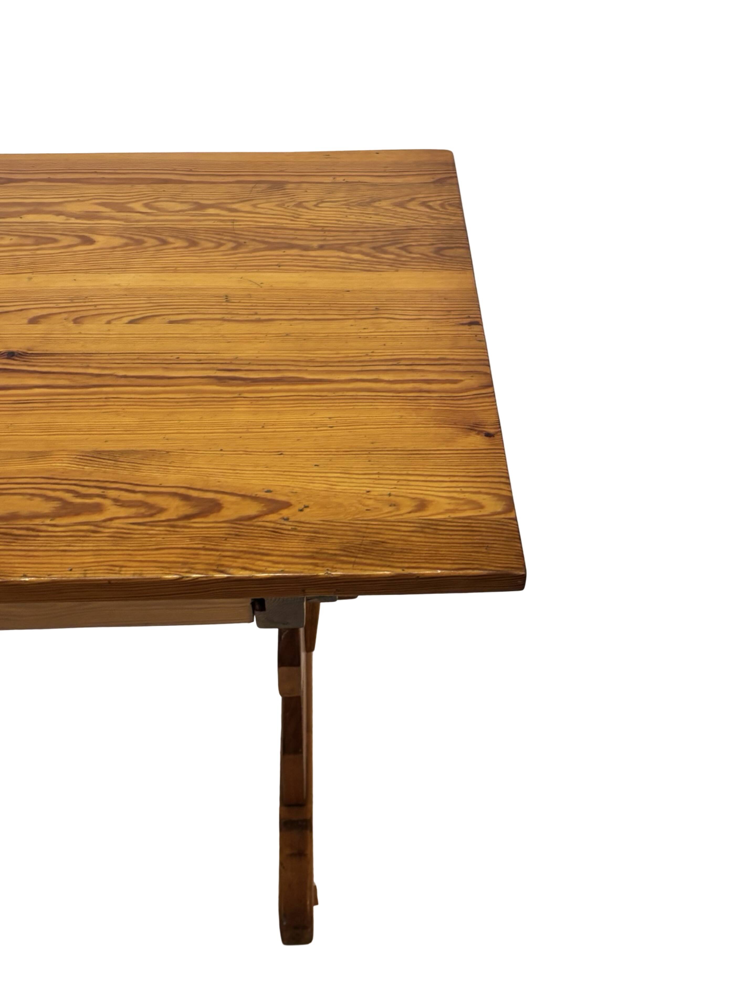 Vintage Pinewood Dining Table Desk with Drawer 60s Design