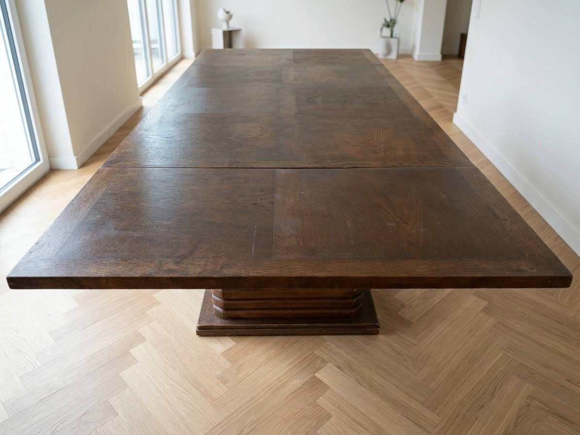 Solid wood dining table in Art Deco style