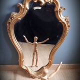 Old golden mirror with leaf   43x70cm