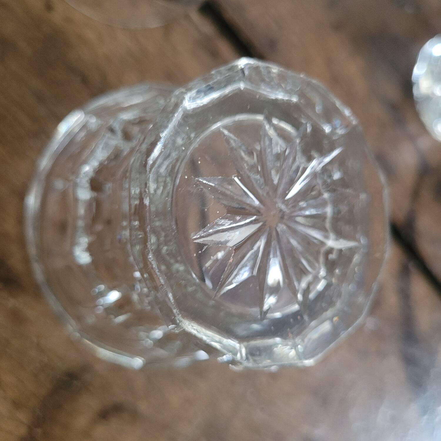 molded glass glasses with geometric decoration – France, 1950s