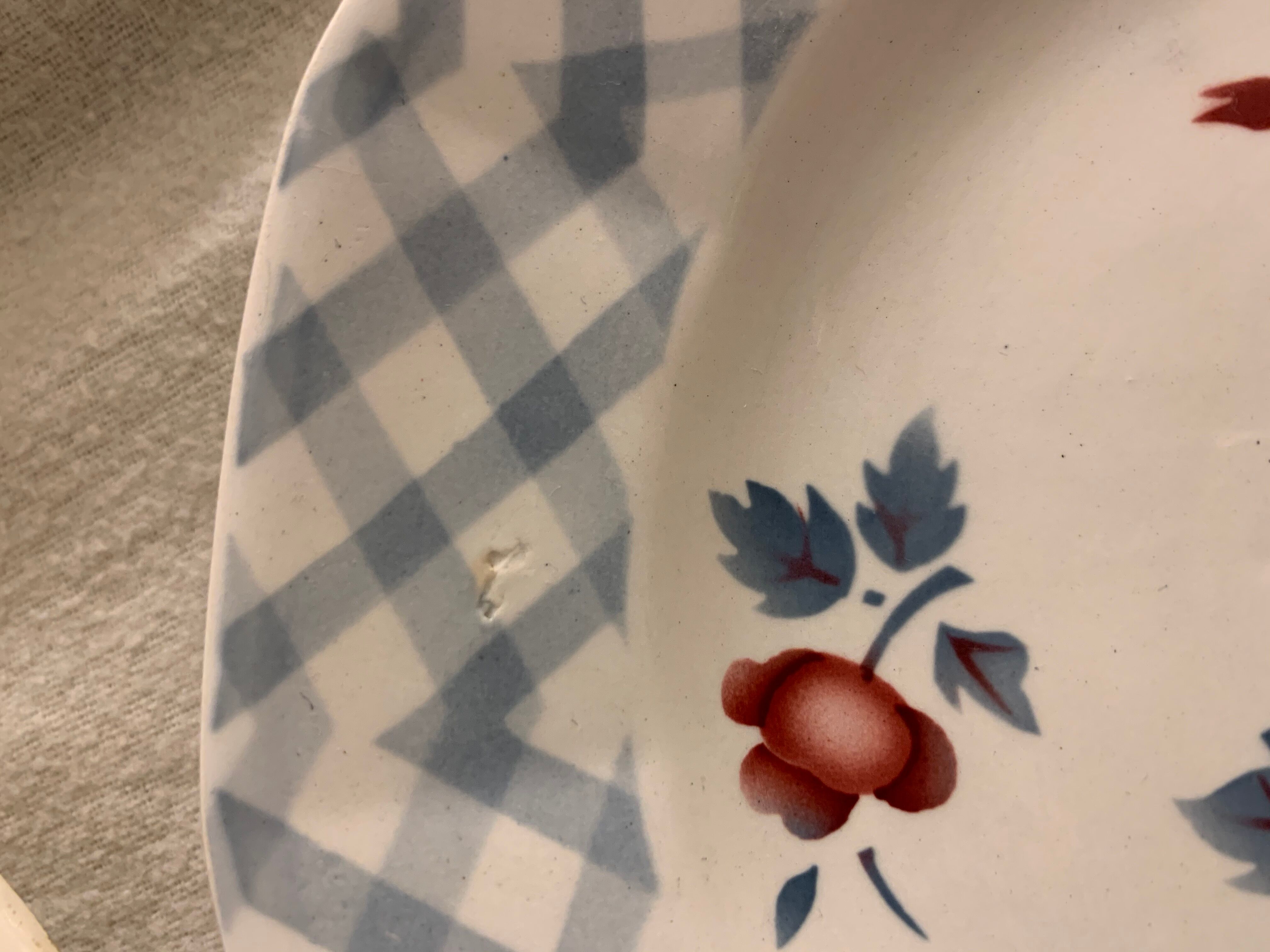 6 dessert plates made of old earthenware Digoin Sarreguemines model Bastia art deco