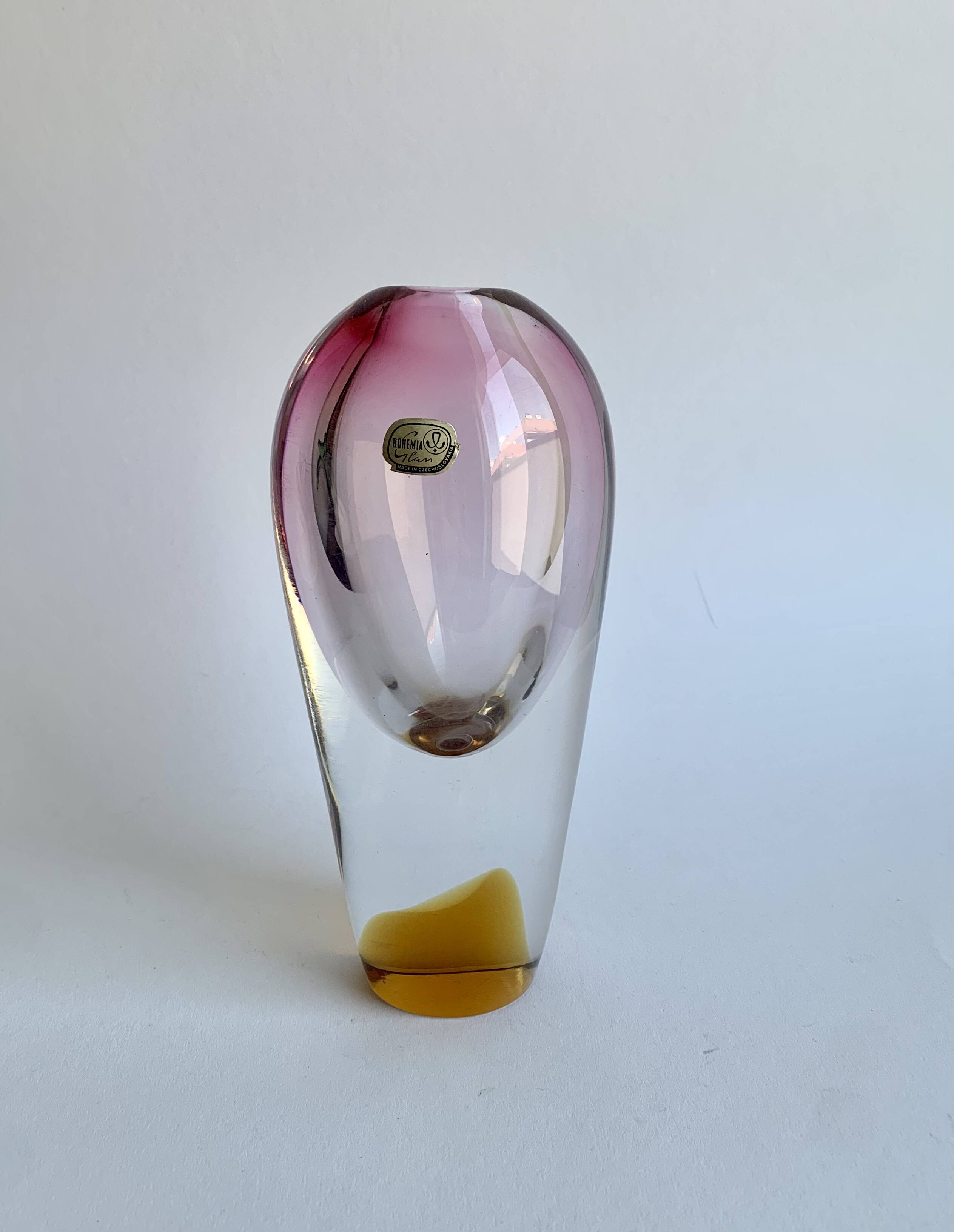 Bohemia Glass Vase, Czech Republic. 1970s