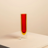 Red "Square" vase by Flavio Poli for Seguso 70's
