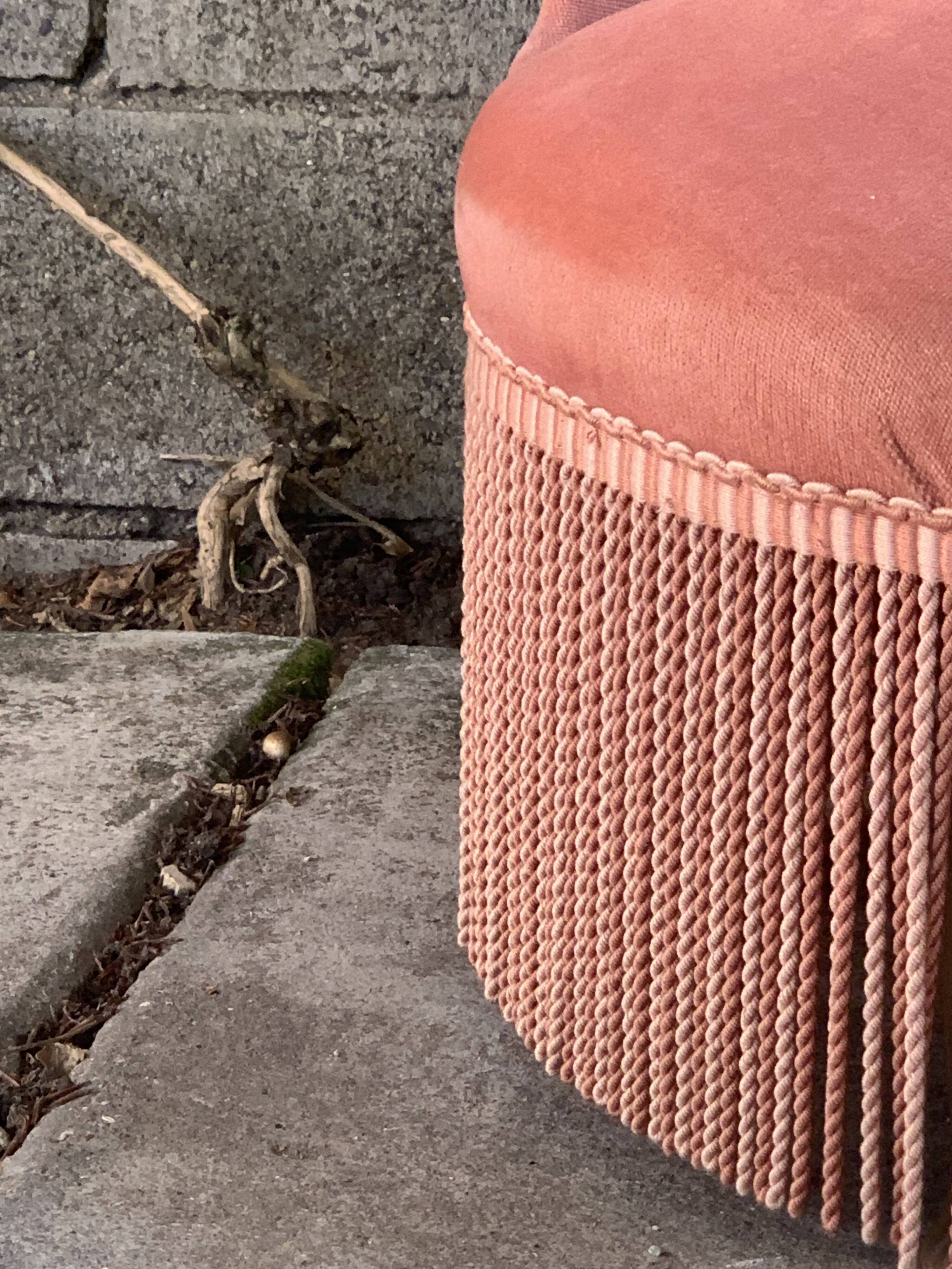 Vintage pink upholstered toad chair