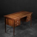 Bureau vintage classique scandinave moderne en bois de teck avec tiroirs, 1960s
