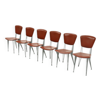 Set of 6 Dining Chairs Model T38 Studio Archirivolto for Fasem Italy 1980s