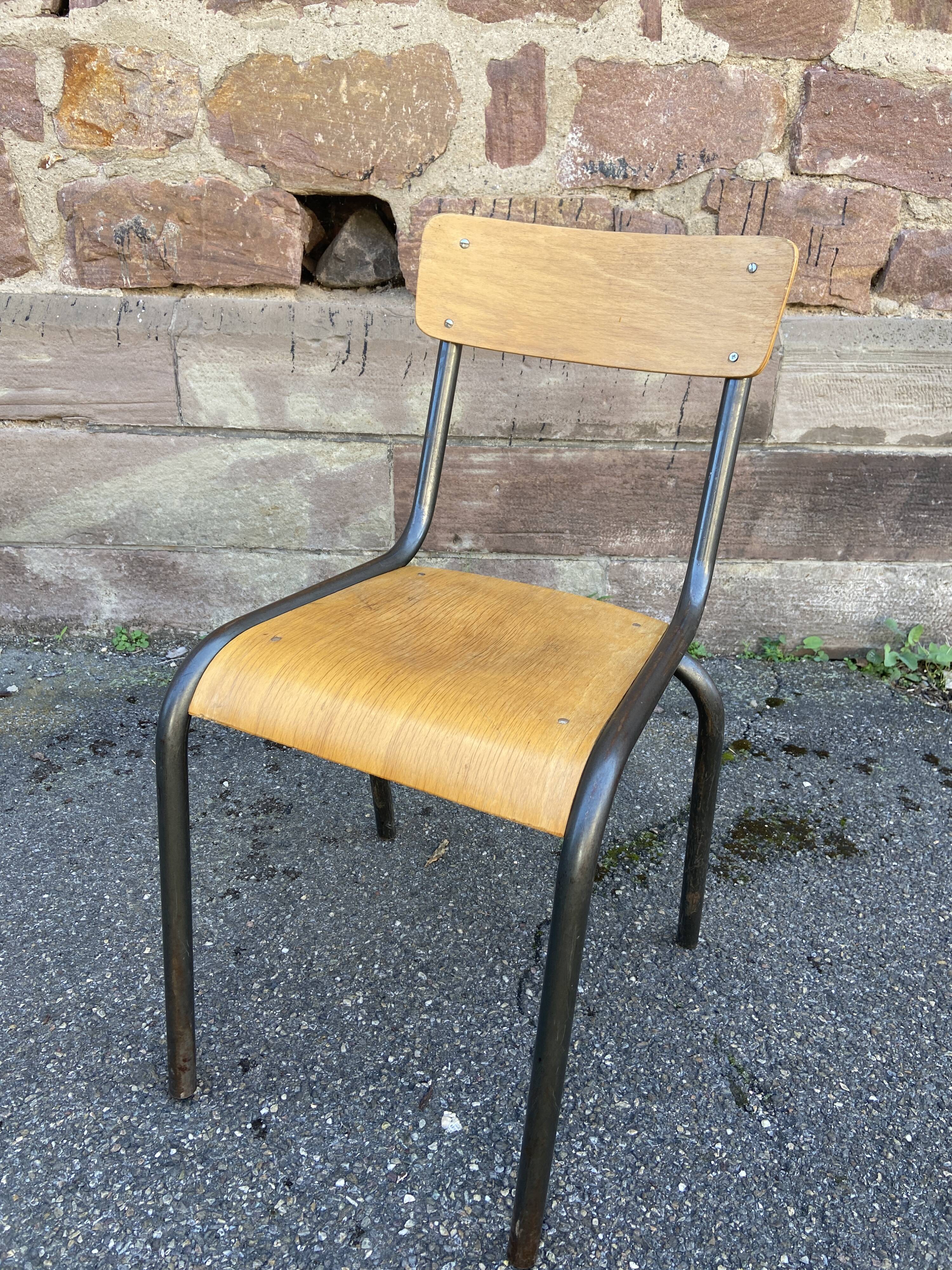 Lot de 6 chaises industrielles école vintage collectivités mullca delagrave tube & bois
