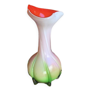 Small vintage multicolored blown glass vase - Organic shape