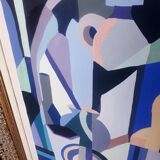 Cubist gouache painting, still life, anonymous 1970