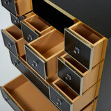 Secretary brass chrome lacquer Michel Pigneres 1970