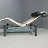 White leather LC4 chaise longue by Le Corbusier for Cassina, 1960s