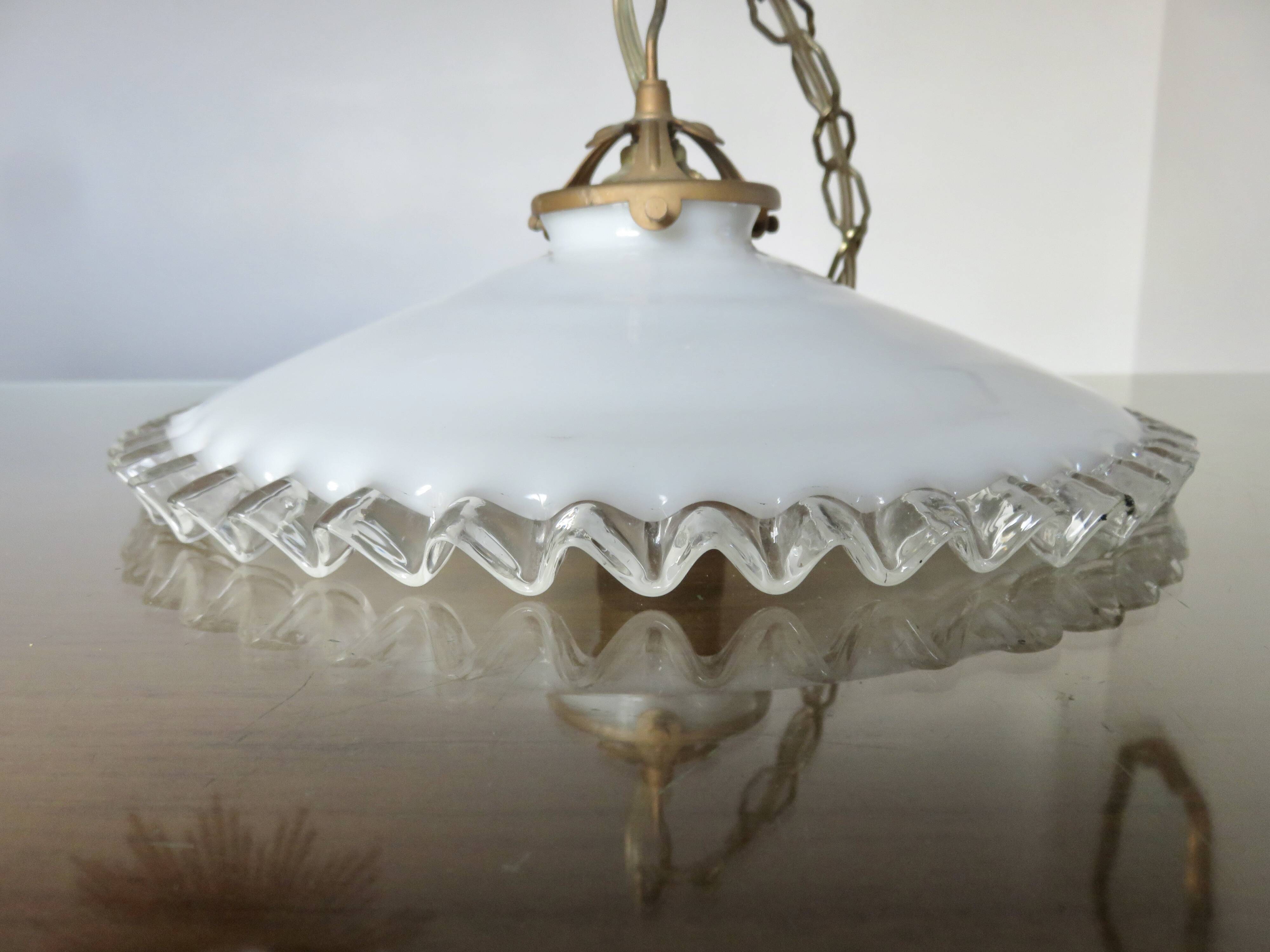 Art Deco pendant light in serrated glass, 1930s
