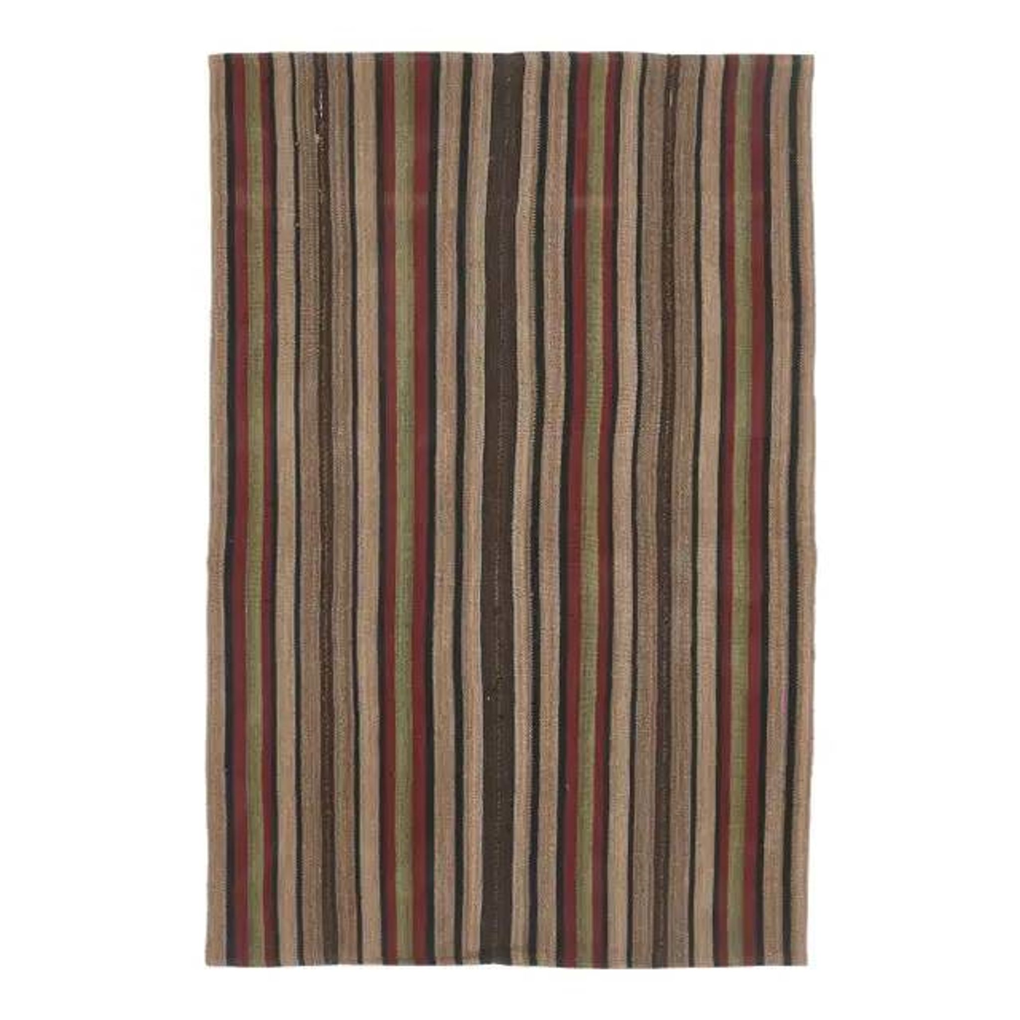 Vintage Turkish Oushak Handmade Wool Cotton Brown Kilim Area Rug 136x214