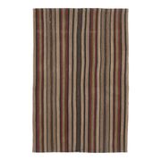 Vintage Turkish Oushak Handmade Wool Cotton Brown Kilim Area Rug 136x214