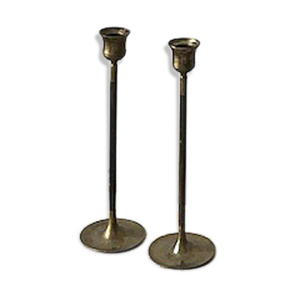 Paire de chandeliers scandinave en laiton