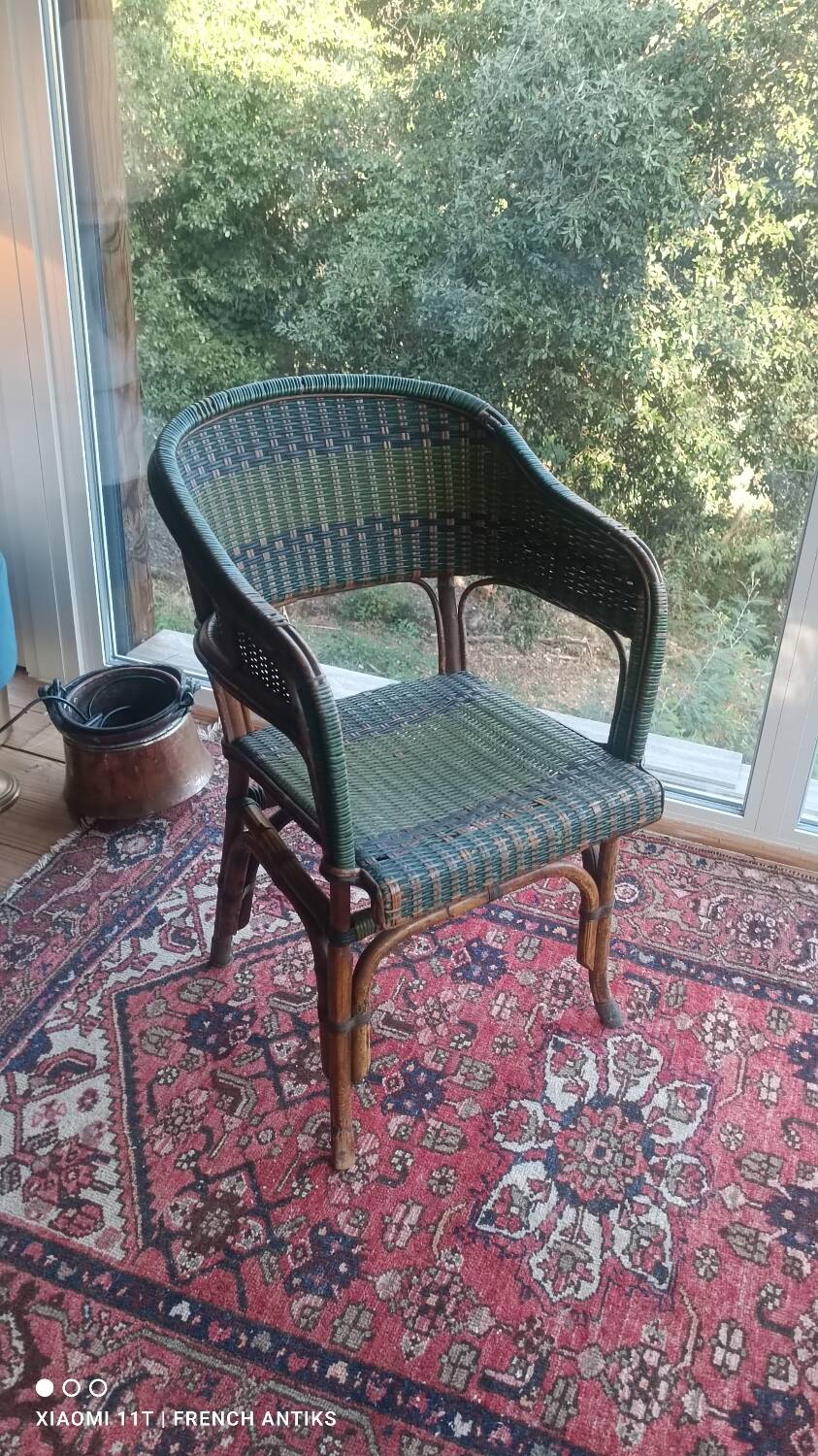 Vintage wicker and rattan bridge chair