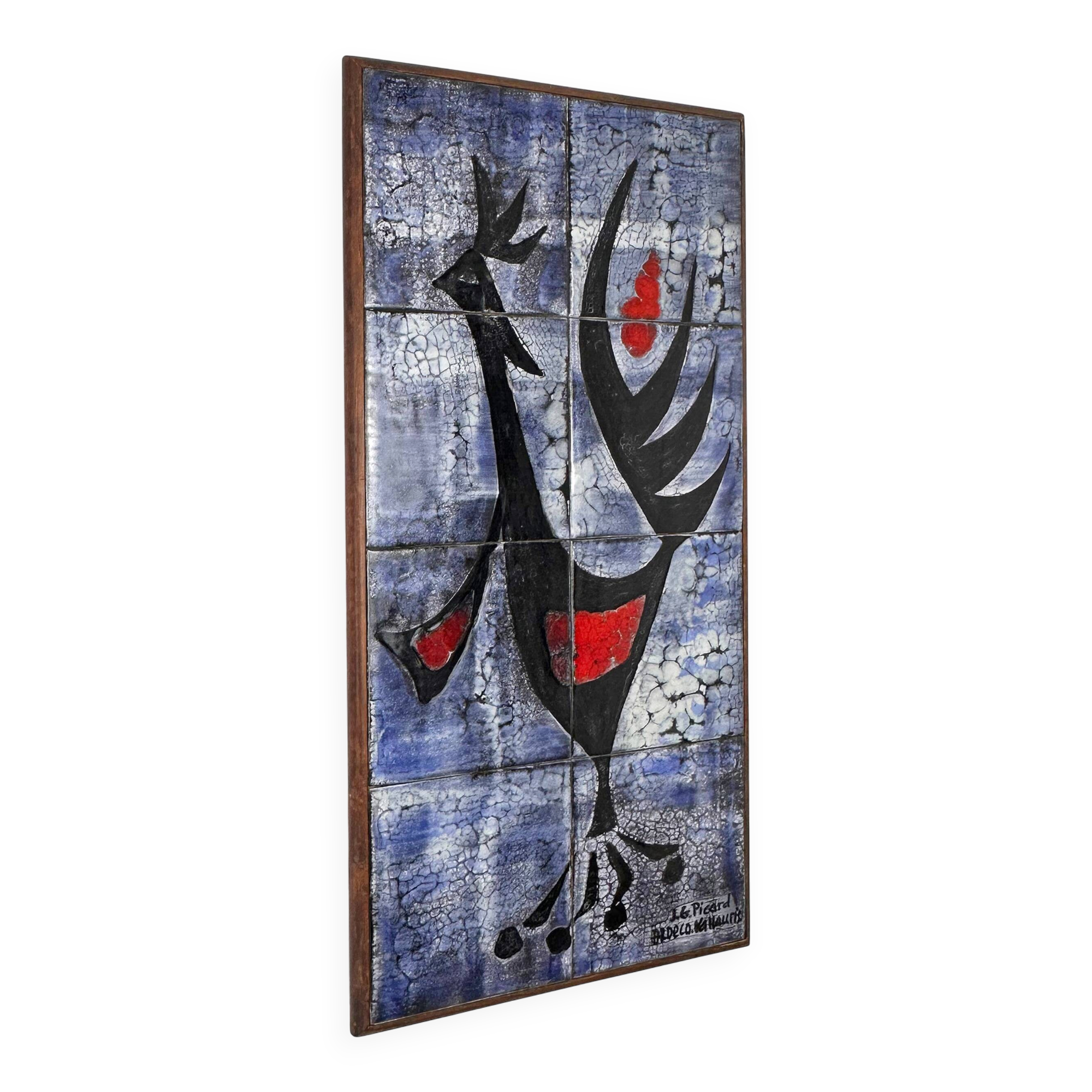 Modernist ceramic wall panel by J.G. Picard, Vallauris, 1960s.